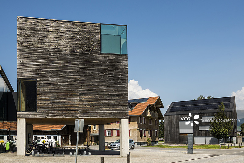 木制建筑，安德尔斯布赫，布雷根茨森林，福拉尔贝格，阿尔卑斯山，奥地利图片素材