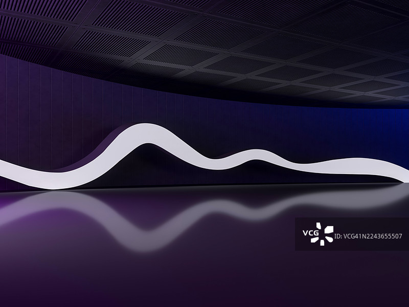 现代未来主义室内设计：波浪形霓虹灯搭配暗黑美学 极具未来感的空房间图片素材