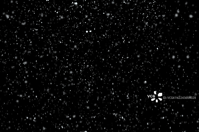 雪花粒子照片叠加效果，漂浮在黑暗的空气中图片素材