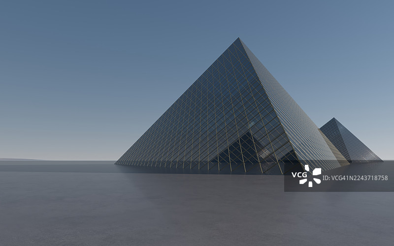 玻璃金字塔，几何造型，天空开放，三角形建筑，方形图片素材