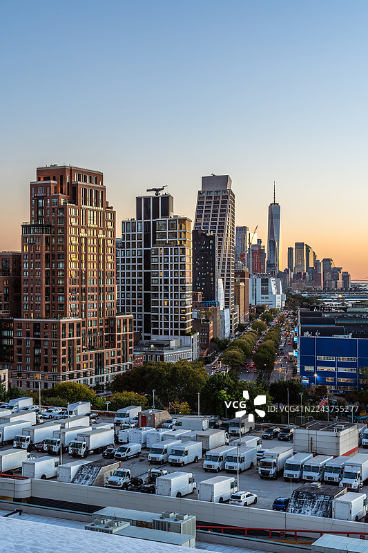 切尔西和曼哈顿下城的日落景观图片素材
