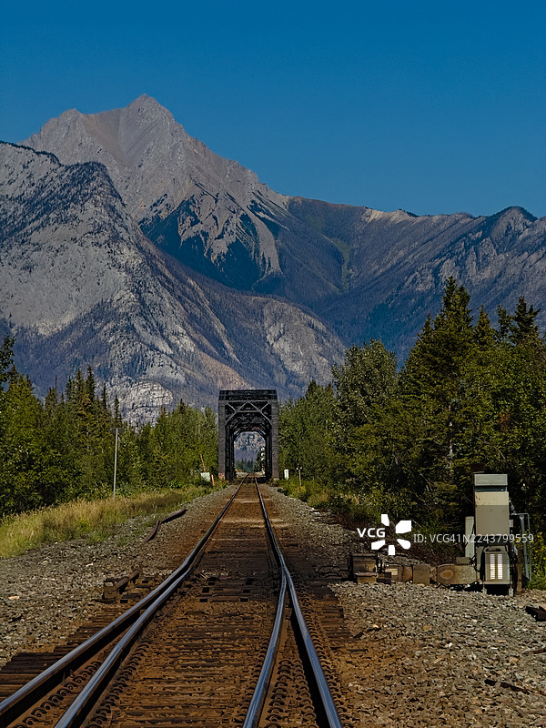 贾斯珀国家公园的火车轨道图片素材