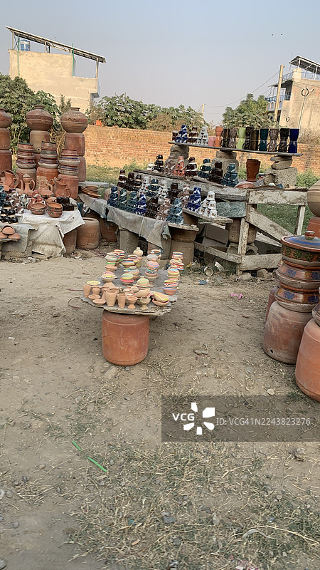 手工泥陶路边小店图片素材