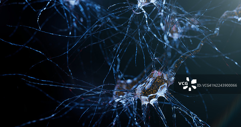 发光的突触线和外星图案可视化的人工神经网络结构。图片素材