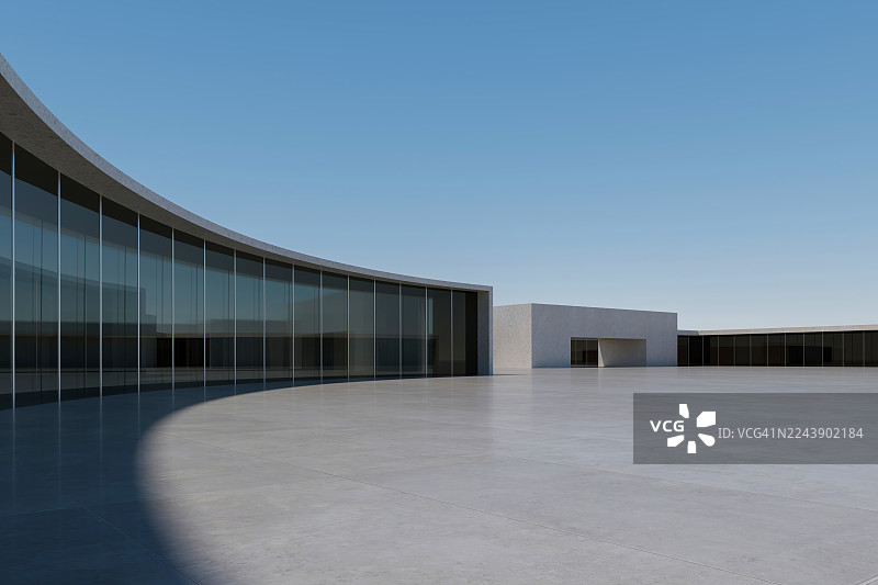 带有水景和极简主义美学的混凝土结构，空旷的混凝土建筑背景图片素材
