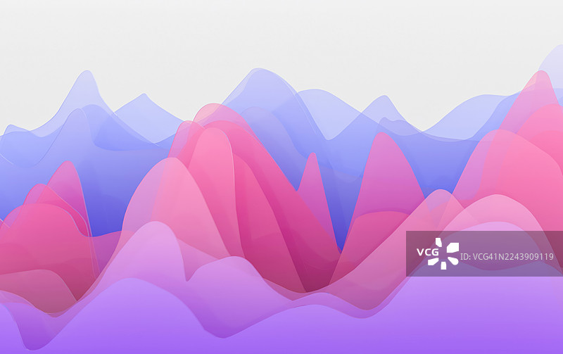 粉色和紫色分层山峰的抽象3D景观图片素材