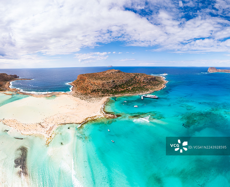 克里特岛巴洛斯海滩泻湖的鸟瞰图，希腊图片素材