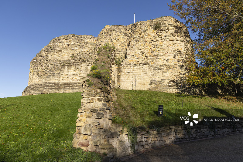 英国西约克郡蓬特弗拉克特城堡被毁的城堡要塞图片素材