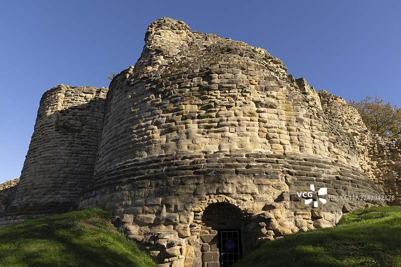 英国西约克郡蓬特弗拉克特城堡被毁的城堡遗址图片素材