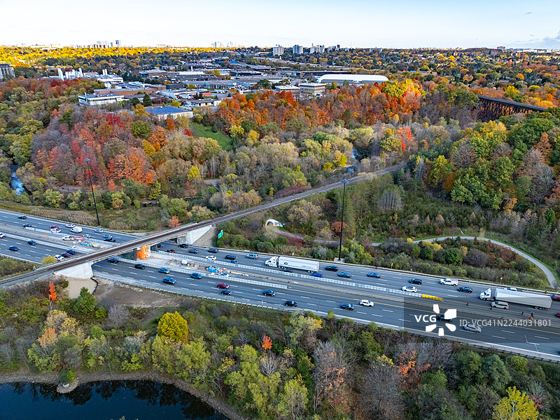 秋季多伦多东约克东部小径，唐河航拍图，加拿大图片素材