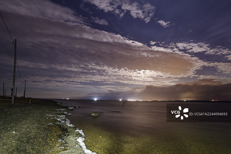 巴热斯池塘上方的广阔夜空图片素材