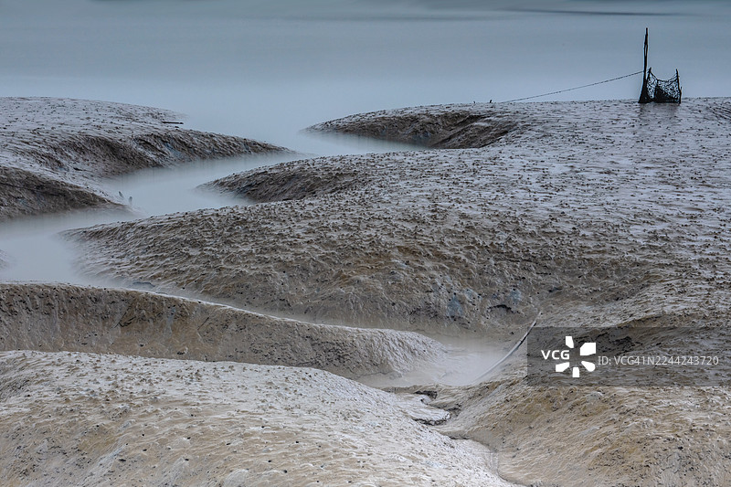 京畿道平泽市玄德面权贯港的开网长曝光照片图片素材