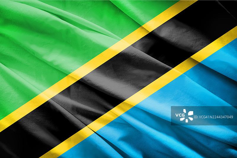 坦桑尼亚国旗图案在织物上图片素材