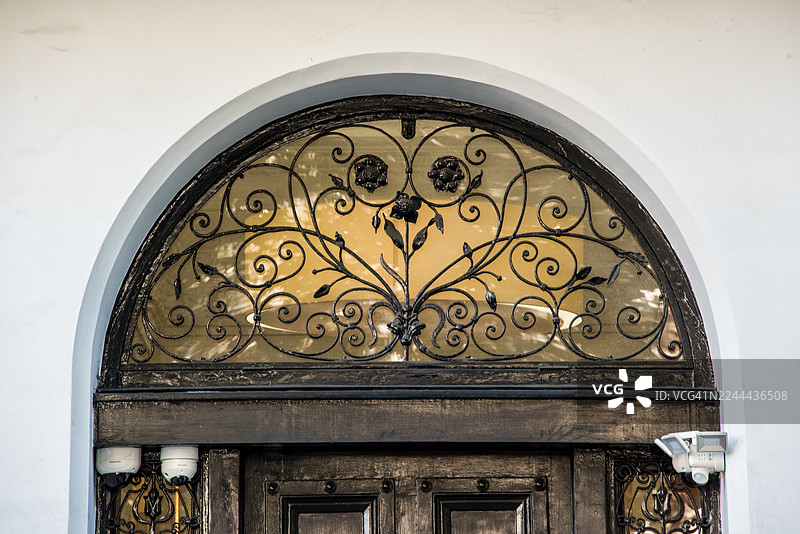 华丽的扇形窗铁艺，西伊顿广场，贝尔格莱维亚，伦敦图片素材