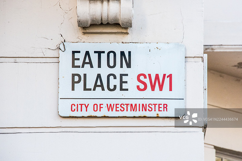 伊顿广场西南1街牌，贝尔格拉维亚，威斯敏斯特市，伦敦图片素材