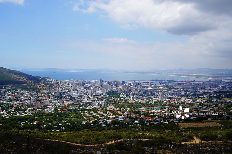 南非开普敦市中心，天际线，多彩的航拍景象图片素材