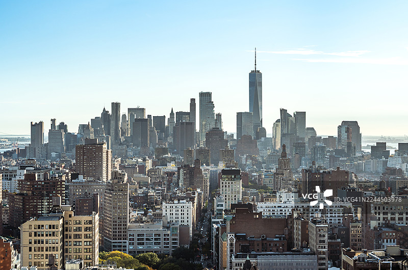 联合广场和曼哈顿下城天际线图片素材