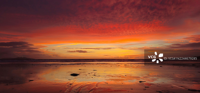 用智能手机拍摄的海滩日落照片图片素材