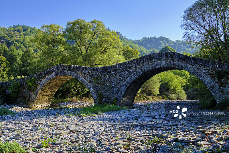 希腊，伊庇鲁斯，扎戈里，维科斯-阿奥斯国家公园，米洛斯桥图片素材