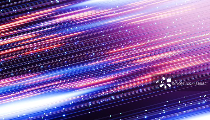 抽象数据流，带有光束和流动球体，代表机器学习和信息处理图片素材