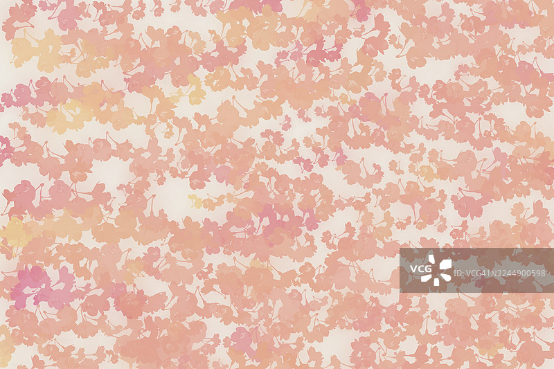 粉白色花朵和绿叶的抽象水彩画图片素材