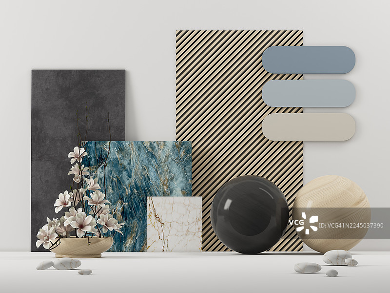 奢华家居室内材质与纹理情绪板图片素材