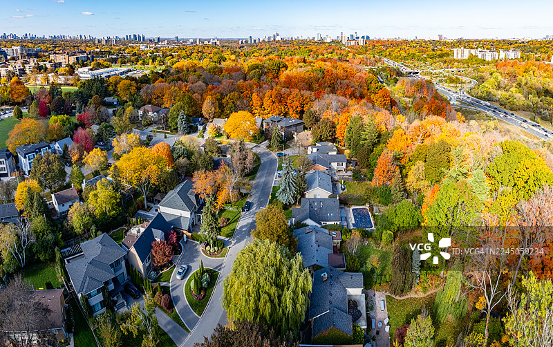 加拿大东约克东唐河步道秋景航拍图片素材
