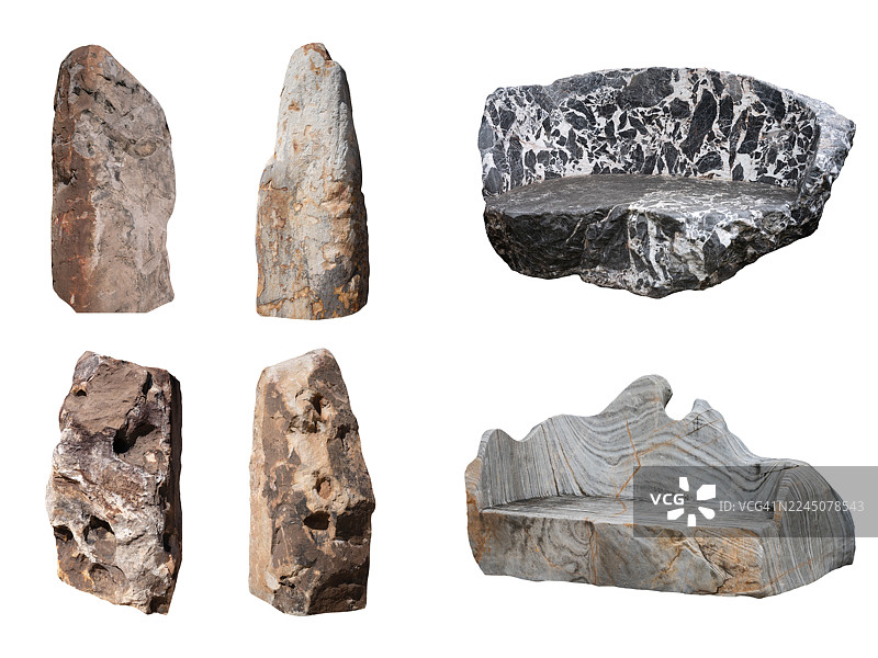 六块不同形状的岩石集合图片素材