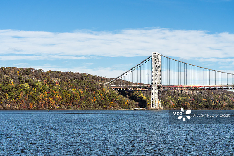 帕利塞德秋叶与乔治·华盛顿大桥图片素材