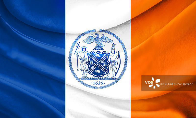 纽约市旗帜在织物上图片素材