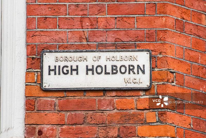 高霍尔本街道名称标志图片素材