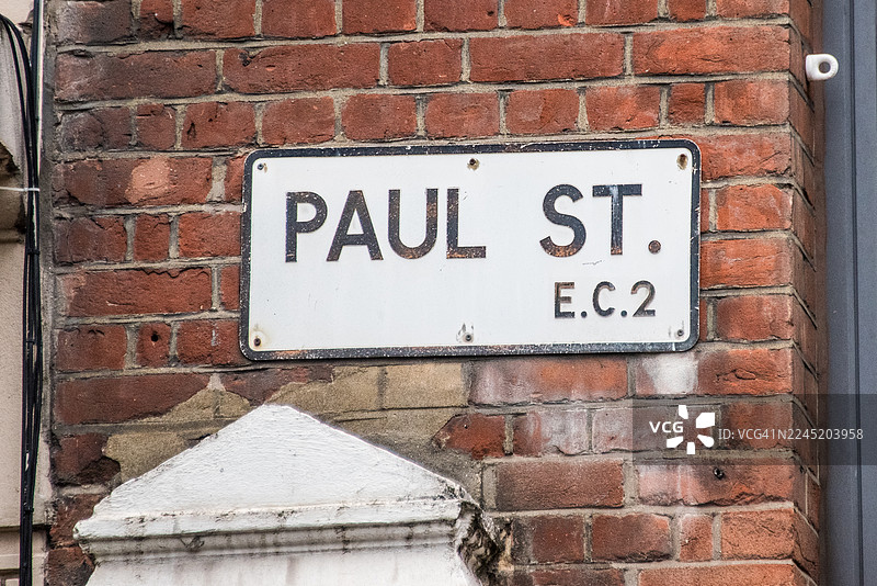 EC2 保罗街墙面名牌，肖尔迪奇图片素材