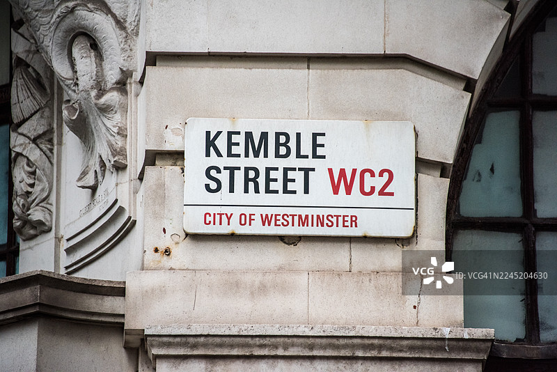 WC2肯布尔街街名标志，霍尔本图片素材