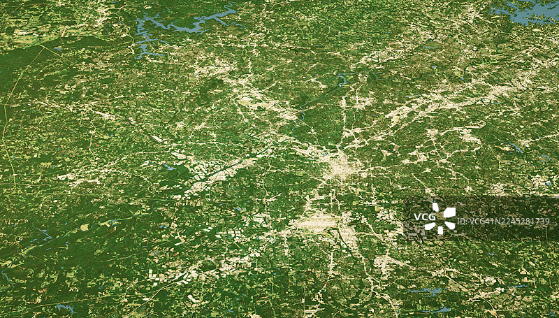 佐治亚州富尔顿县卫星景观三维渲染彩色视图图片素材