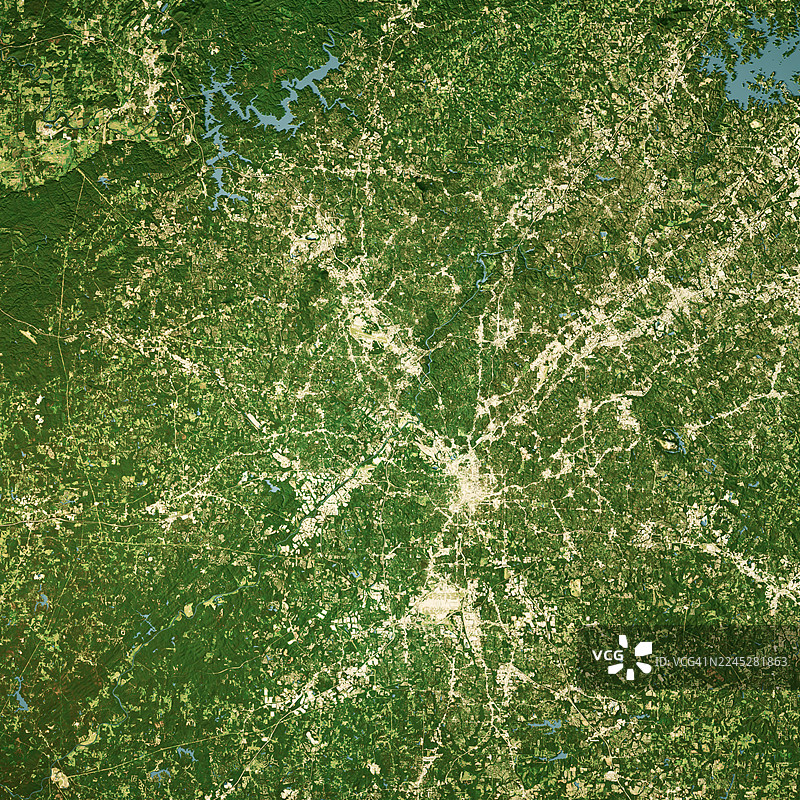 佐治亚州富尔顿县三维渲染彩色卫星地形图图片素材