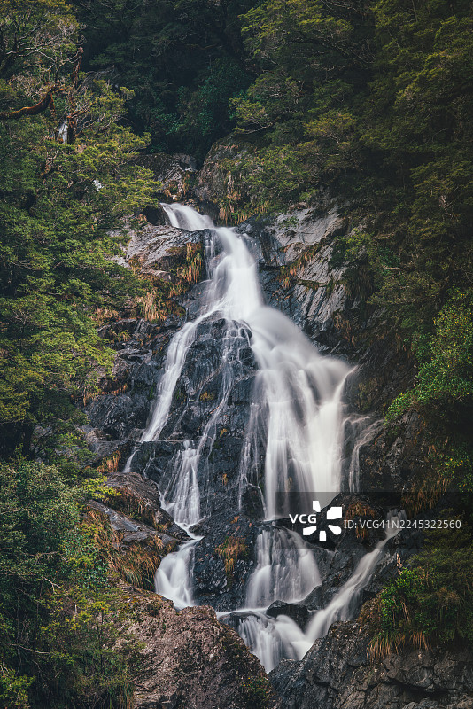 新西兰西海岸哈斯特方泰尔瀑布图片素材