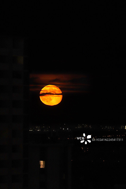 十一月满月升起在多伦多夜空图片素材