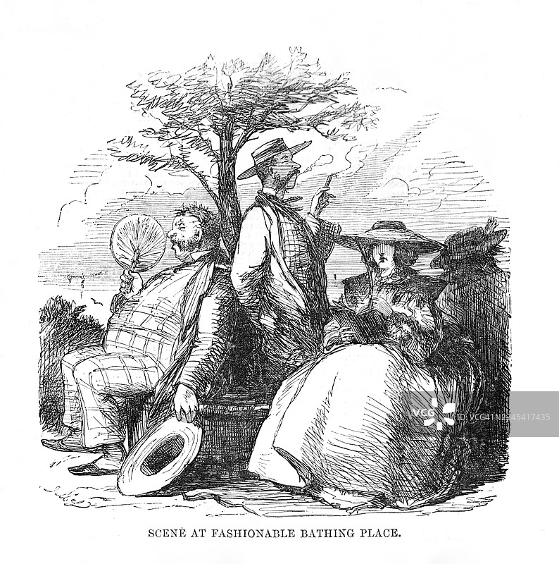 度假村客人 - 古董雕版图片素材