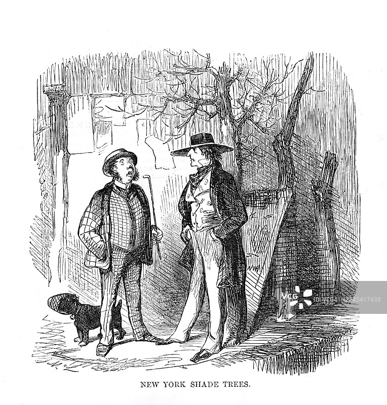 19世纪古董雕刻，描绘两位男士图片素材