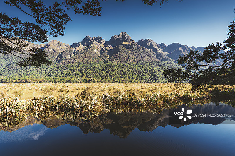 新西兰镜湖。图片素材