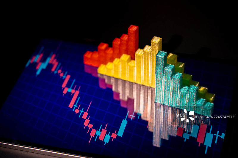 色彩缤纷的条形图反映了金融数据图表图片素材