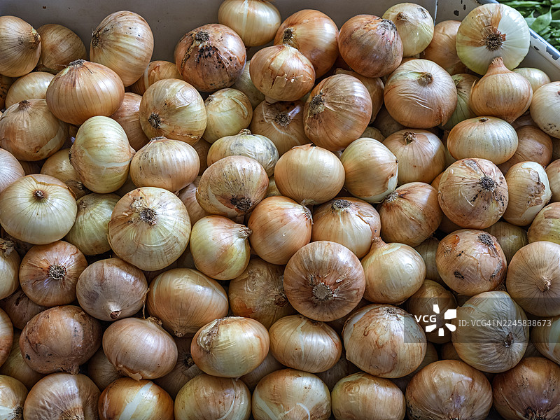 传统市场摊位出售洋葱图片素材