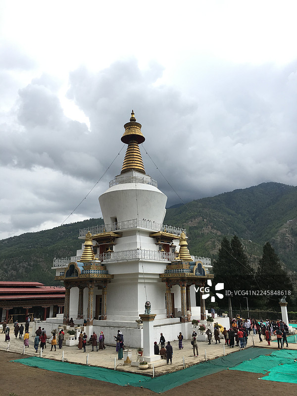 纪念塔是位于不丹廷布的一座佛塔，宗喀语称“Choeten”。图片素材