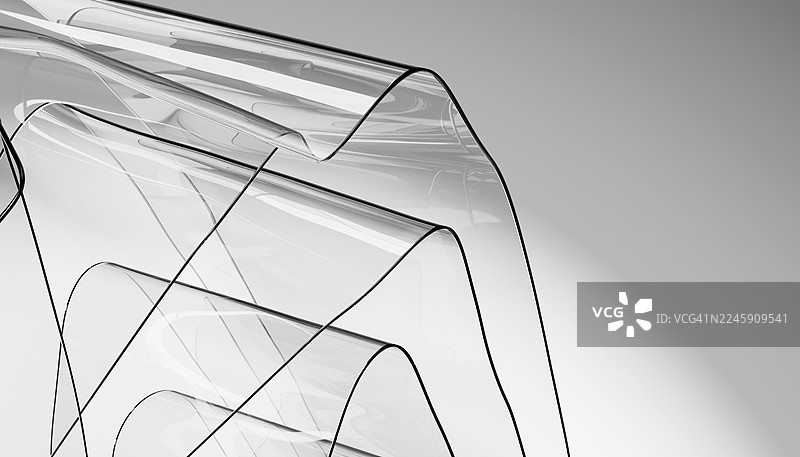 空气中飘动的透明波浪形塑料片图片素材