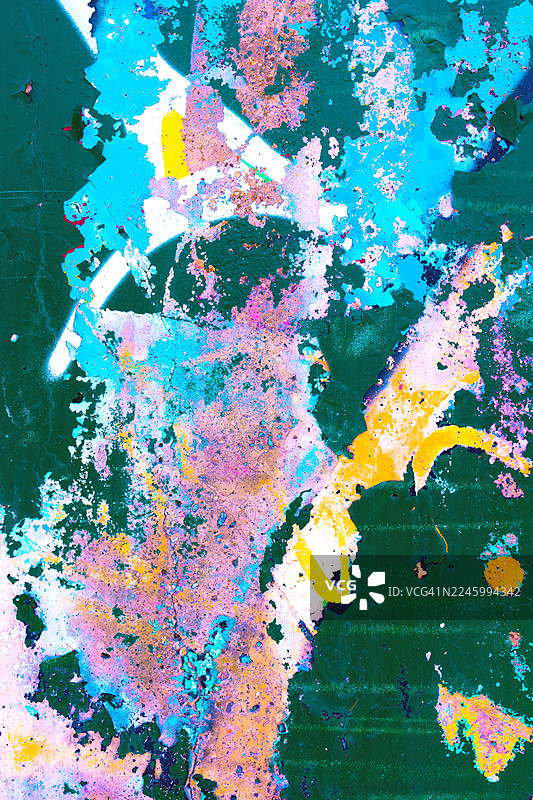 鲜艳的霓虹蓝、粉色、黄色抽象油漆纹理，适用于现代Y2K美学图片素材