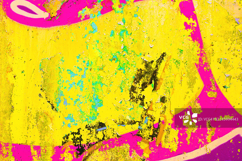 充满活力的霓虹涂鸦纹理，带有黄粉色80年代都市美学图片素材