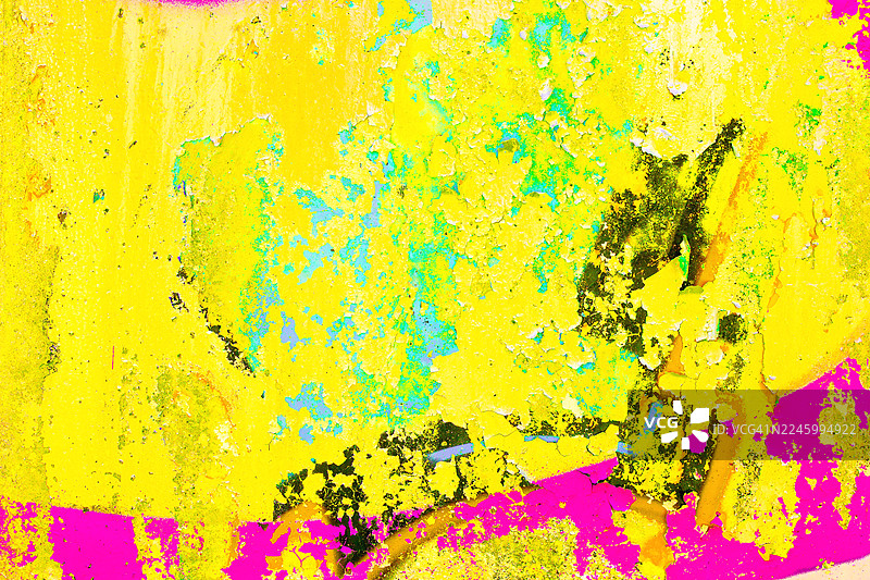 大胆的霓虹黄、粉色、绿色纹理，具有90年代酸性美学图片素材