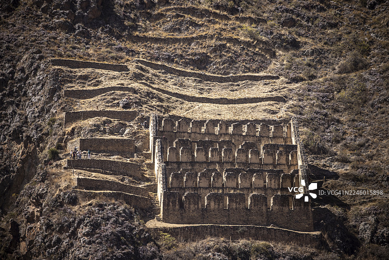 秘鲁奥扬泰坦博的印加考古遗址图片素材
