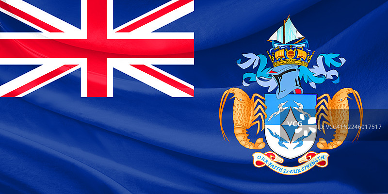 英国特里斯坦-达库尼亚国旗，布艺图片素材