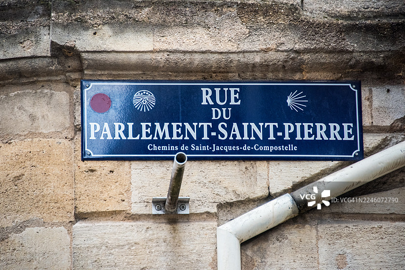 波尔多国会街-圣皮埃尔街指示牌图片素材